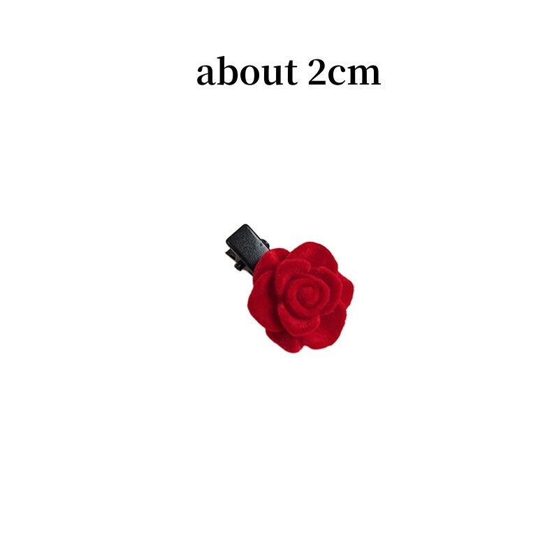 Red Velvet Hair Clips Korean Hairpins Rose Hair Accessories Women's Barrettes Small Flower Headwear