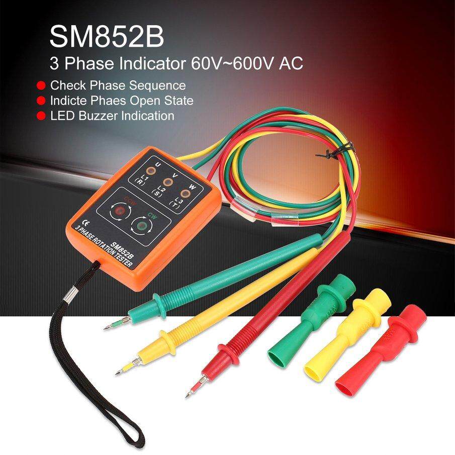 2018 SM852B 3 Phase Rotation Tester Digital Phase Indicator Detector LED Buzzer