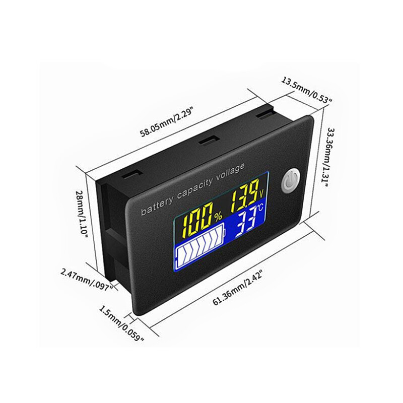 Manooby Battery Capacity Indicator Voltage Li-ion Lead acid Battery Tester LCD Temperature Voltmeter Gauge