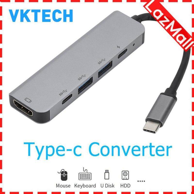 Portable 5 in 1 USB 3.1 Type C HUB Converter 4K Video HDMI USB-C 2 USB 3.0 PD Charging Adapter Dock for Laptop Notebook PC