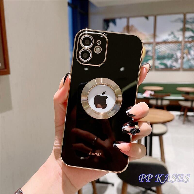Luxury Gold Electroplated Phone Case For iPhone 15 14 13 12 Pro Max 11 Promax Soft Silicone Clear Logo Camera Protection
