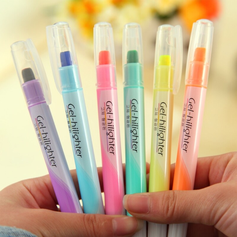 6 Cây Bút Gel Màu Nước, Dụng Cụ Tạo Điểm Nhấn Màu Trơn Bắt Sáng Dễ Thương Viết Trơn Tru