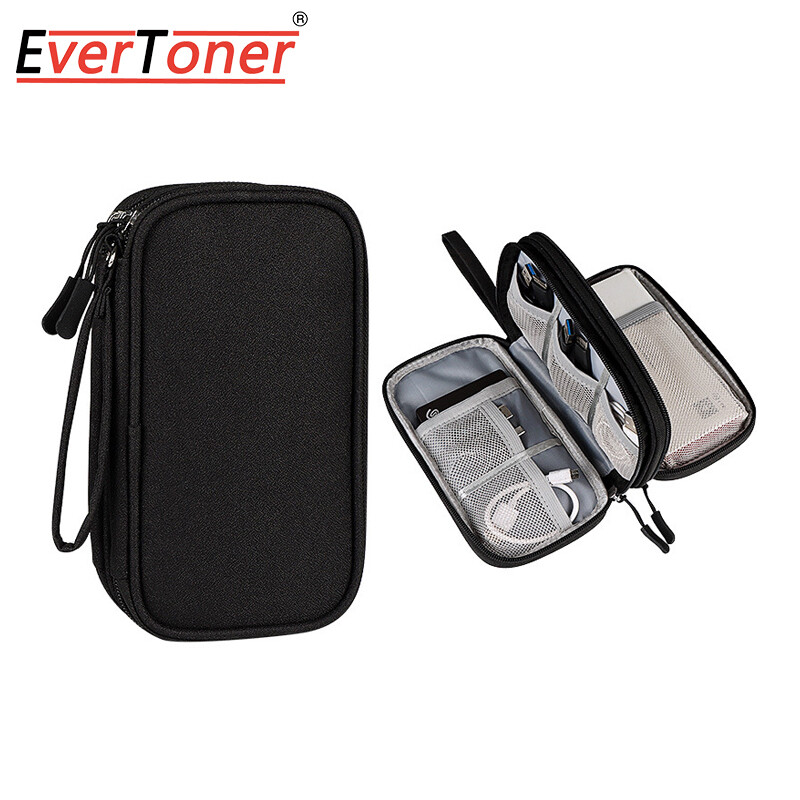 EverToner Cable Organizer Bag Travel Bag Organizer Data Wire Headphone Case Power Bank Storage Bag Waterproof Multi-Function Portable