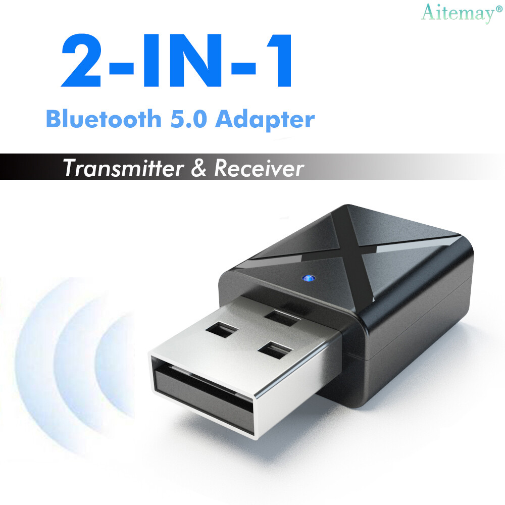 Aitemay 2 In 1 Bluetooth 5.0 Audio Transmitter Receiver 3.5mm AUX Wireless Adapter For Car MP3 Player PC Speaker Headphone