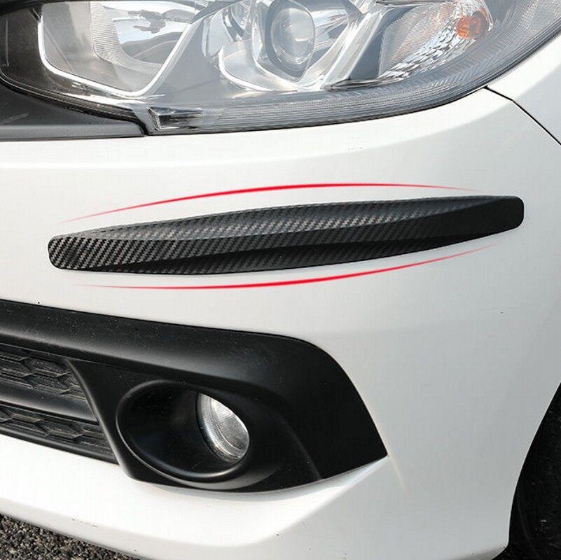 2pcs Car Front Rear Bumper Anti-Collision Scratch Corner Guard Protector Rubber Sticker Trim Strip