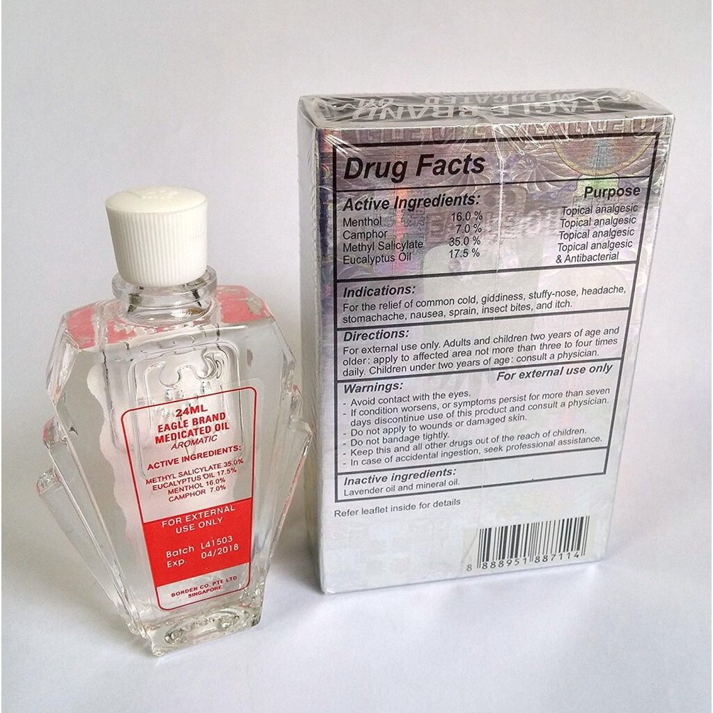 Dầu gió trắng 24ml con ó Eagle Brand 2 nắp   đổi trả hàng