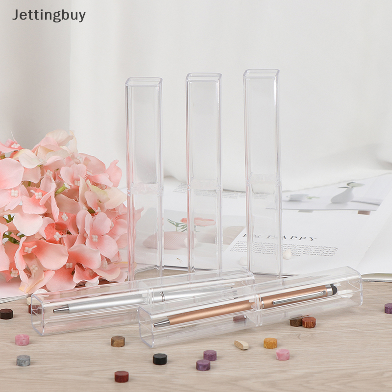 【Jettingbuy】 Flash Sale 1pc pen box plastic transparent case pen holder gift for crystal pen package box
