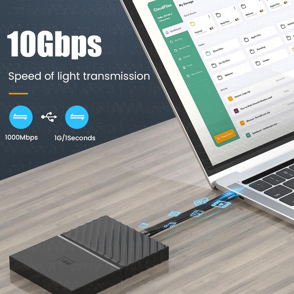 USB Type C To USB C 3.1 Gen2 10Gbps Data Cable For MacBook Pro USB C PD 60W 3A QC3.0 Fast Charge Video SSD Short USB Cord Wire