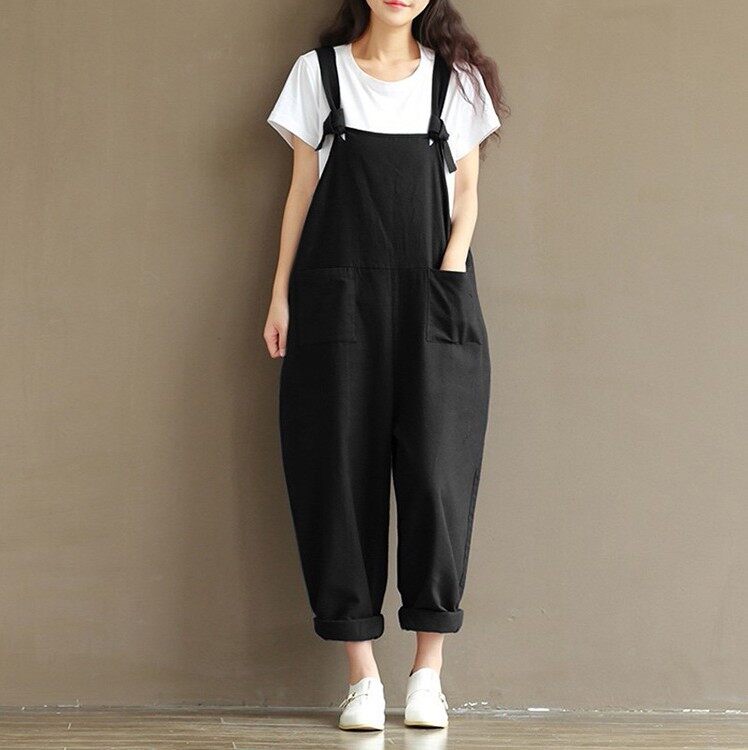 Moderntime Fashion Streetwear Plus Size Women Dungarees Harem Strap Pants Loose Jumpsuit Baggy Trousers Overalls Pants