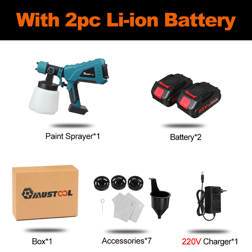 88VF 1000ML Multifunction Electric Paint Sprayer Machine With Battery