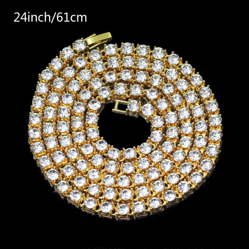Hip Hop Crystal Jewelry Iced Tennis Chain Men Chunky Necklace Iced Cubic Zircon Miami Cuban Link Chain Necklace Jewelry