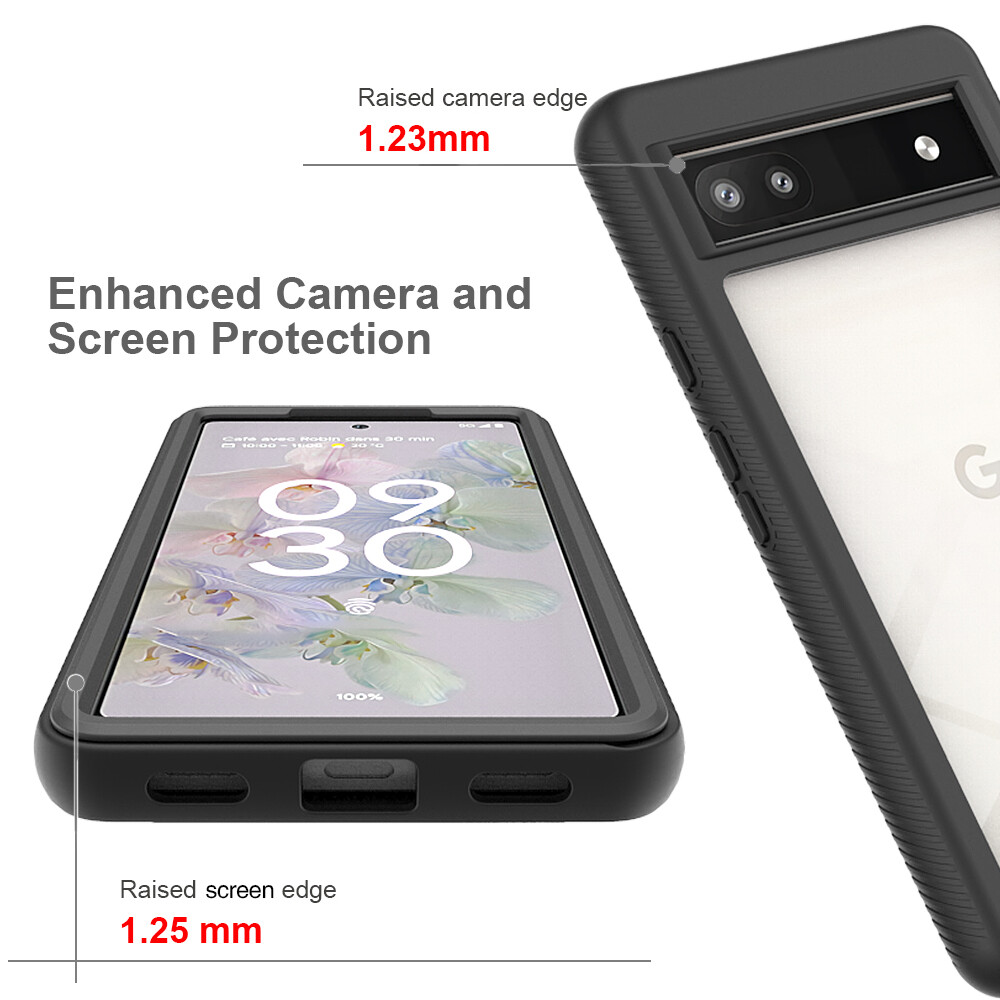 Silicone Case 360 Full Protection - Rugged Bumper Case for Google Pixel 8 Pro 6A Pixel 7 Pro 7A Case Cover Durable Shockproof Drop Protective TPU Cell Phone Cover Build-in Screen Protector Full Coverage Case