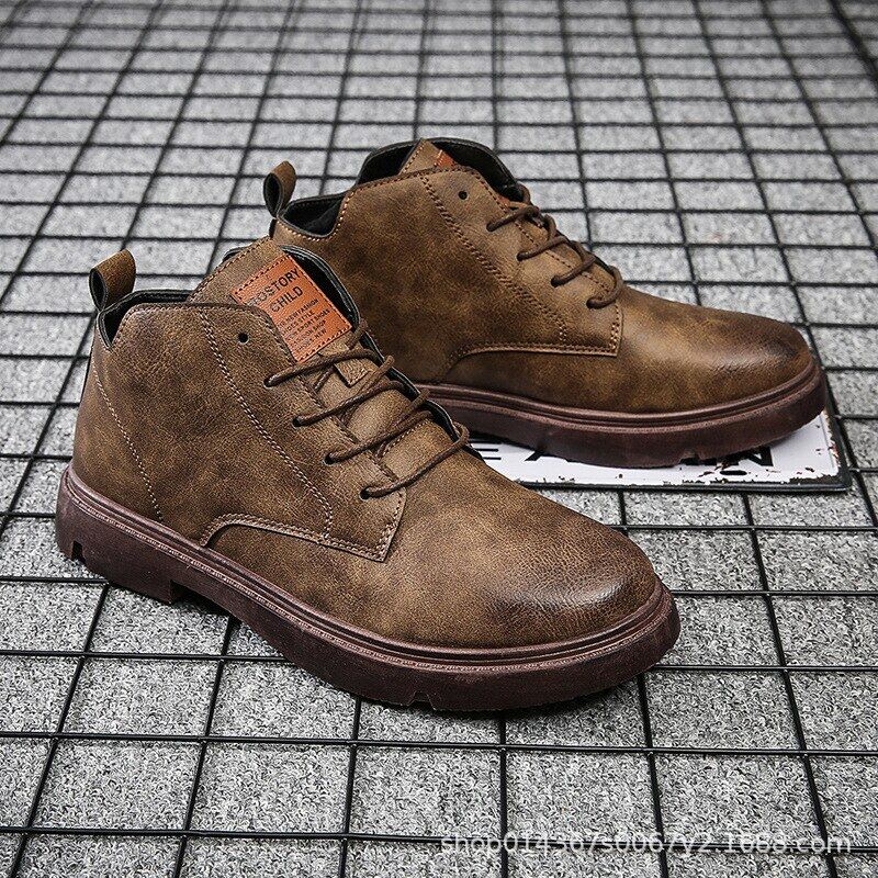 Mens Boots Fashion High Quality Leather Martin Boots Warm Winter Shoes Men Platform Boots Lace-up Ankle Boots Zapatos De Hombre