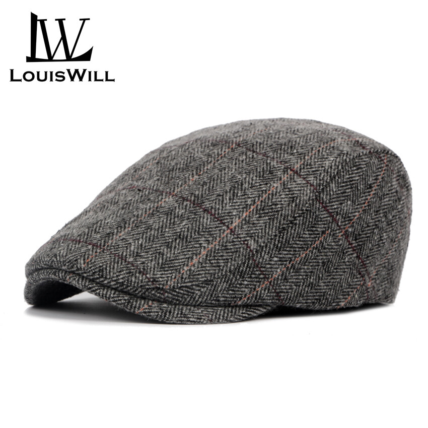 LouisWill Men Berets Hats Woolen Cloth Berets Caps Autumn and Winter Berets Outdoor Sunscreen Peaked Caps Fashion England Checkered Golf Flat Caps Casual Hats Berets for Men