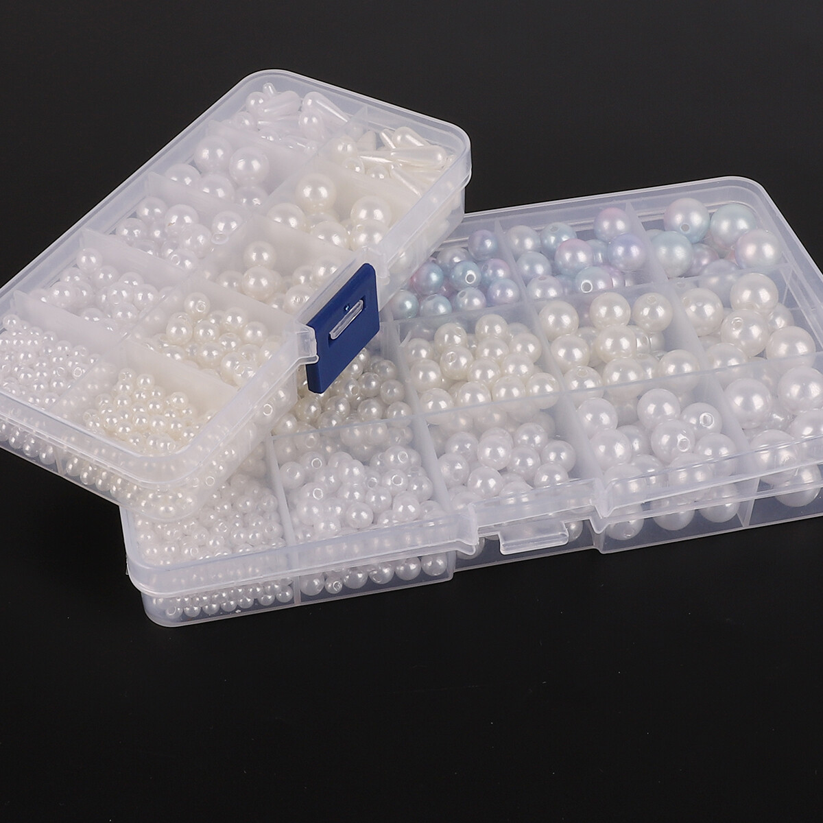 600/1300 Cái/hộp Hỗn Hợp Kích Thước Nhựa ABS Giả Peral Hạt Hộp Ánh Sáng Hạt Tròn Rộng Màu, Cho DIY Đồ Trang Sức Làm Cho Việc Tìm Kiếm