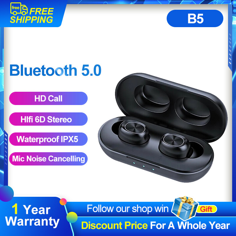 b5 tws bluetooth wireless earphone 5.0