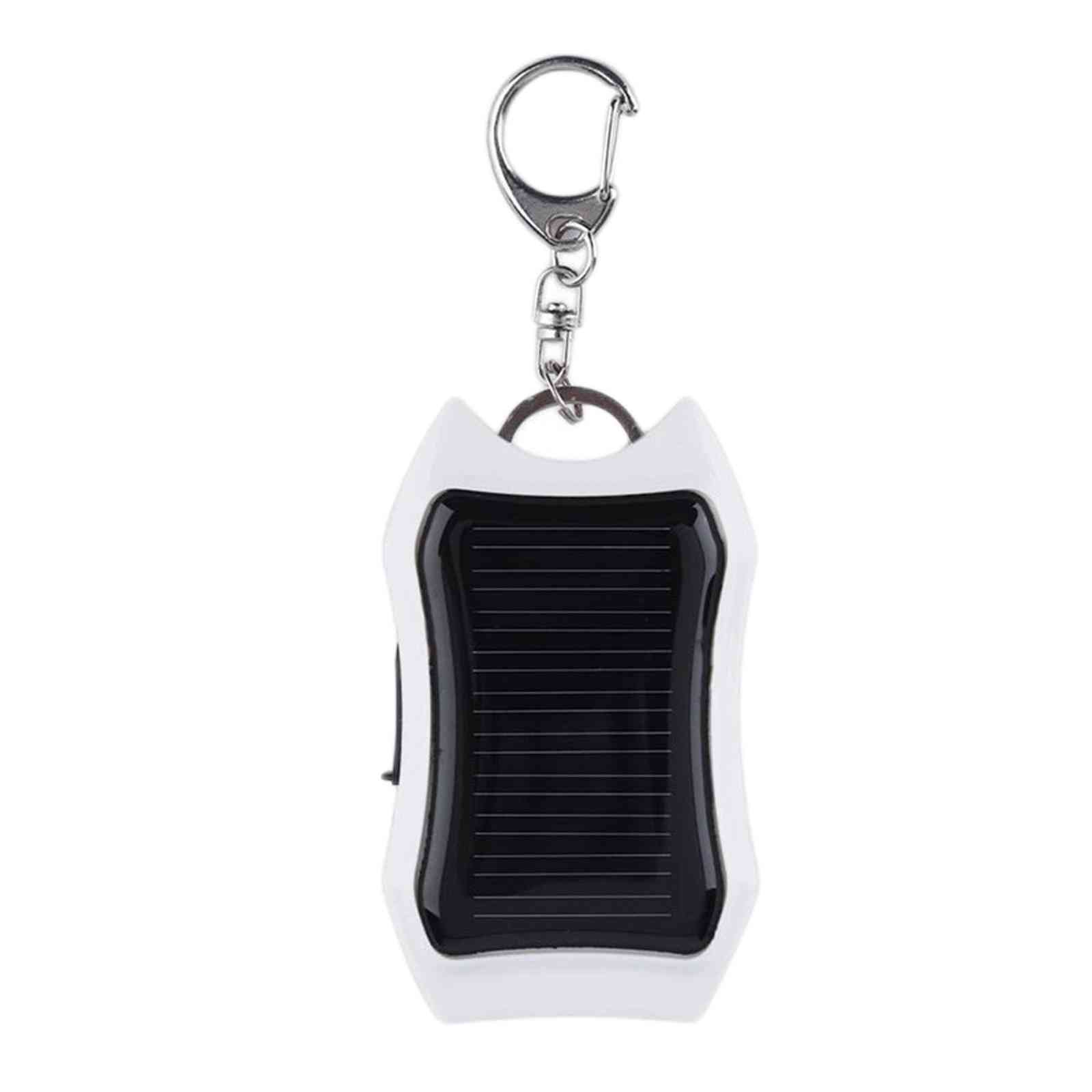 Keychain power bank - usb cell phone solar power bank with 3 led lights-white/black