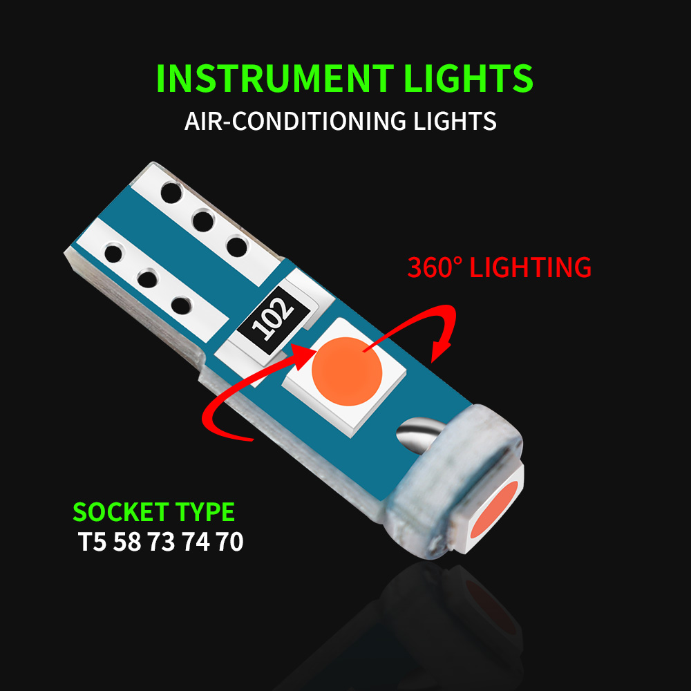โคมไฟ LED T5สีสันสดใสใช้ประหยัดพลังงานตกแต่งภายในรถยนต์ใช้พลังงานต่ำตก ...