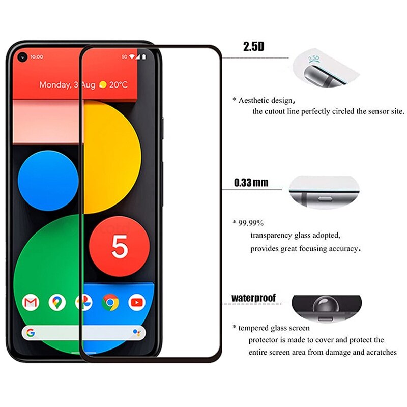 Kính Cường Lực Che Phủ Toàn Bộ Cho Google Pixel 5 4 3 Pixel 4a 3a Bảo Vệ Màn Hình Cho Google Pixel 4 XL 3a XL Phim Kính