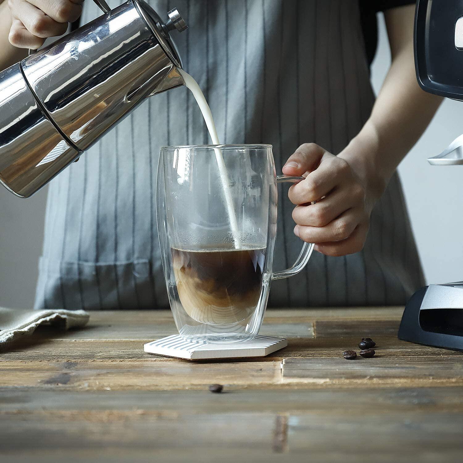 Tall glass store coffee mugs