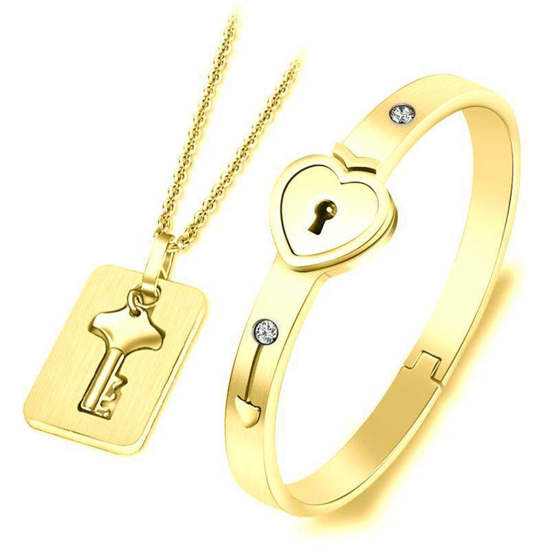 Vòng Tay Khóa Trái Tim Tình Yêu Cặp Đôi Mặt Dây Chuyền Chìa Khóa Vòng Tay Vòng Cổ Quà Tặng Trang Trí Trang Sức