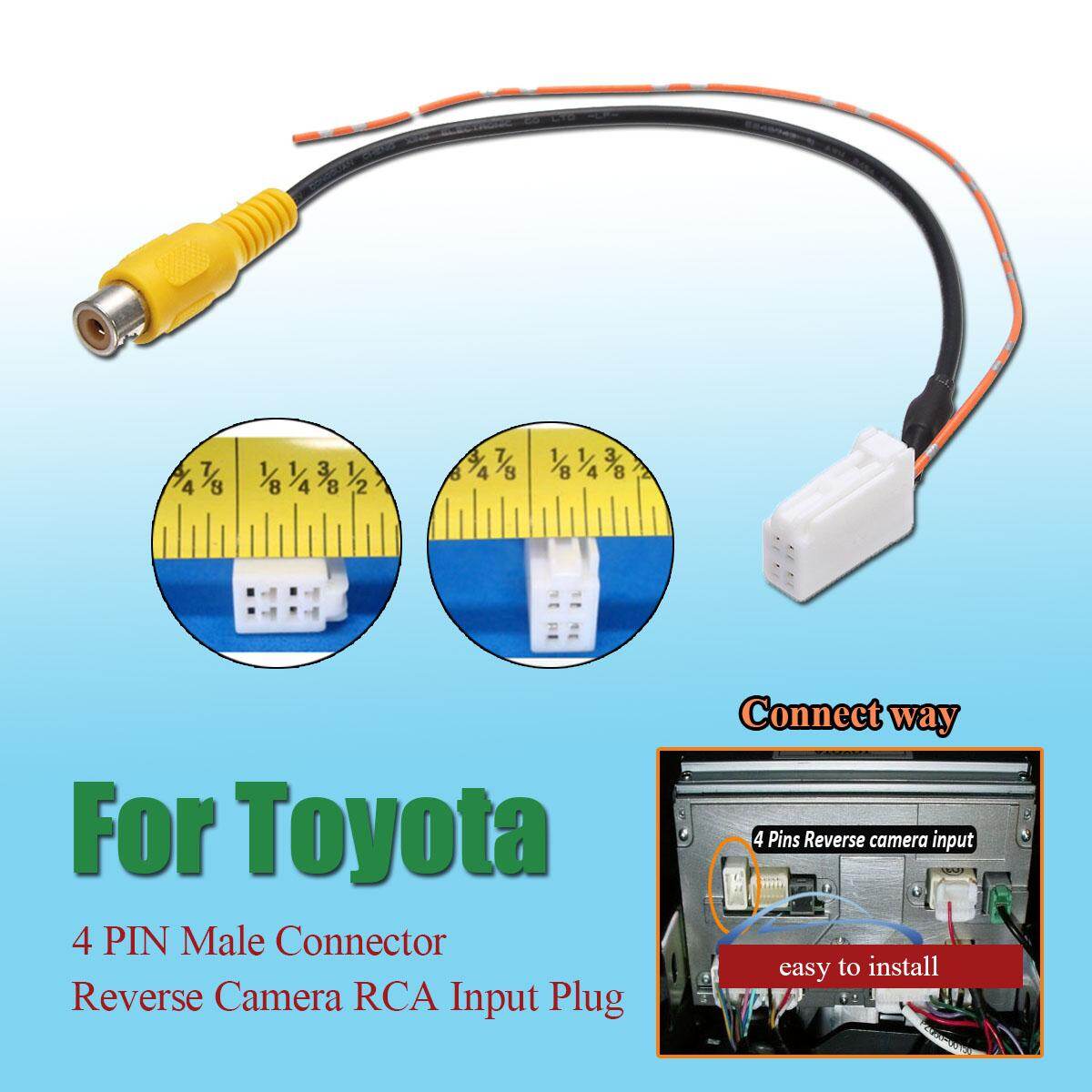 4 Pin Male Connector Radio Back Up Reverse Camera RCA Cable Adapter for Toyota