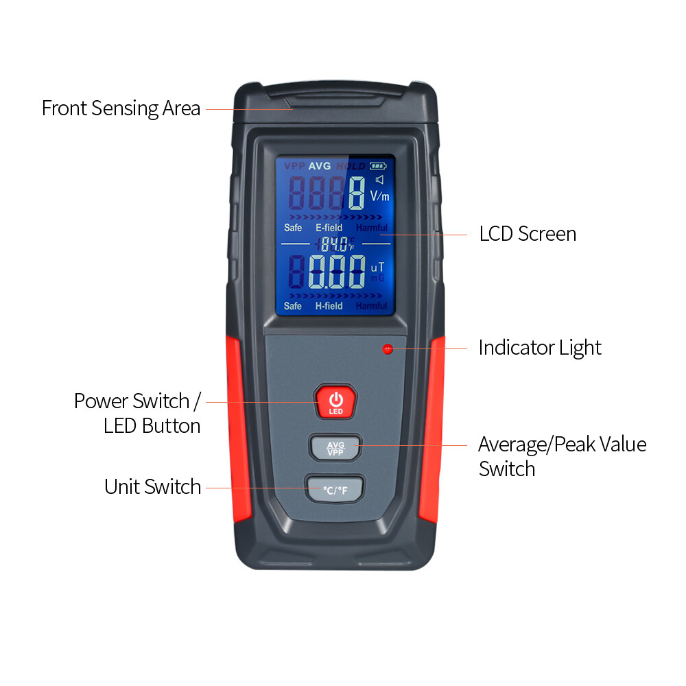 Máy Kiểm Tra EMF LCD Kỹ Thuật Số Mini Cầm Tay Độ Chính Xác Cao, Máy Đo Phát Hiện Bức Xạ Trường Điện Từ Bộ Đếm Kiểm Tra Dosimeter