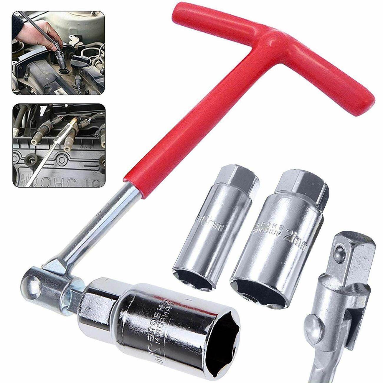 16mm & 21mm T-Handle Spark Plug Removal Tool Flexible Spanner Socket Wrench