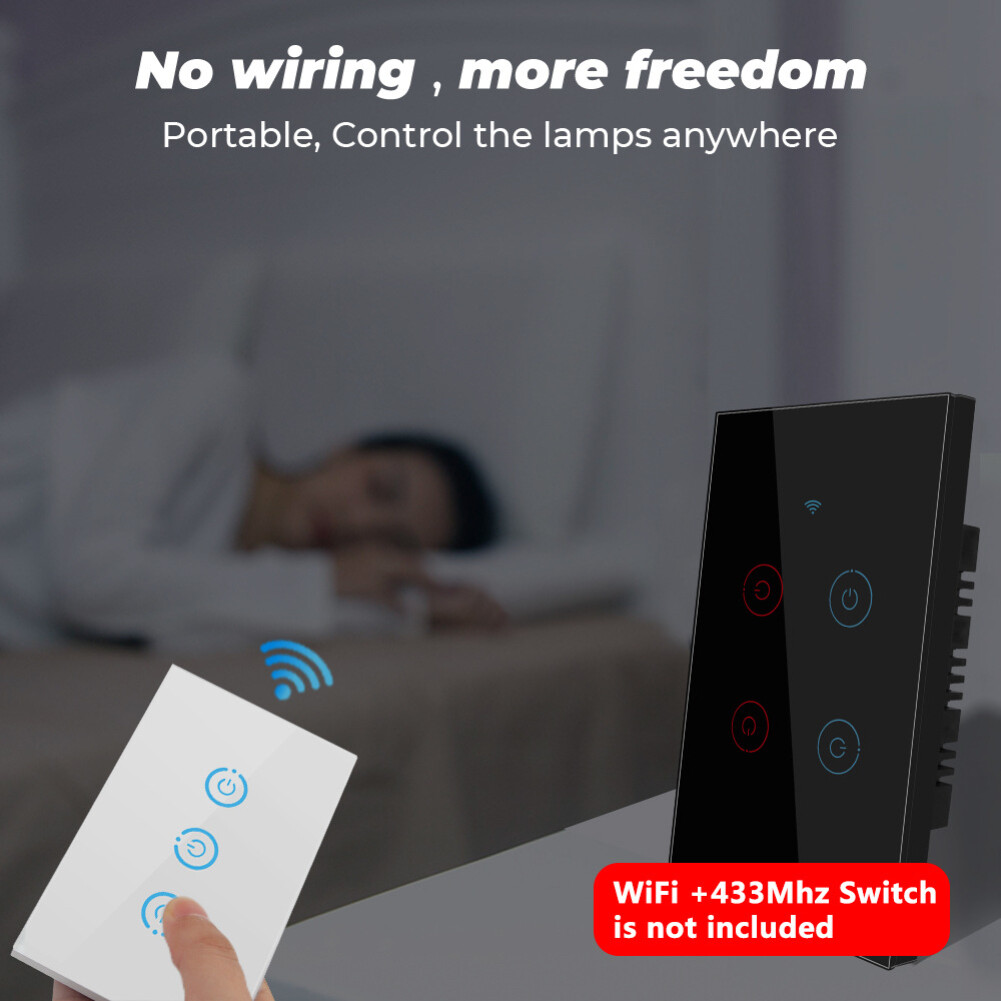 EL style Wireless Smart Switch 120 Wireless RF433 Free Paste Wireless Switch Smart Touch Switch Panel Smart Home