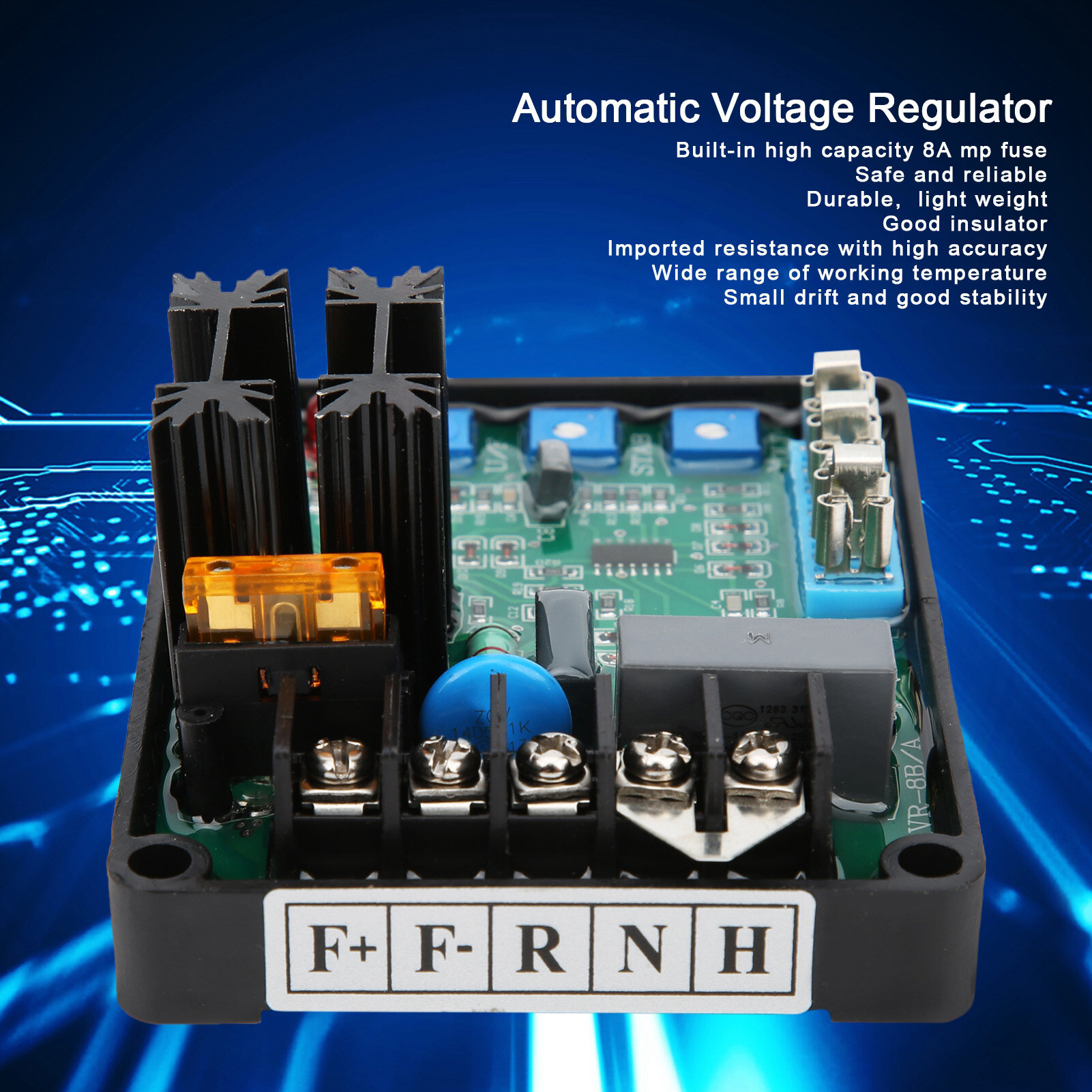 xuelelile Generator Automatic Voltage Regulator Board Brushless Excitation AVR Module Stabilizer GAVR‑8A