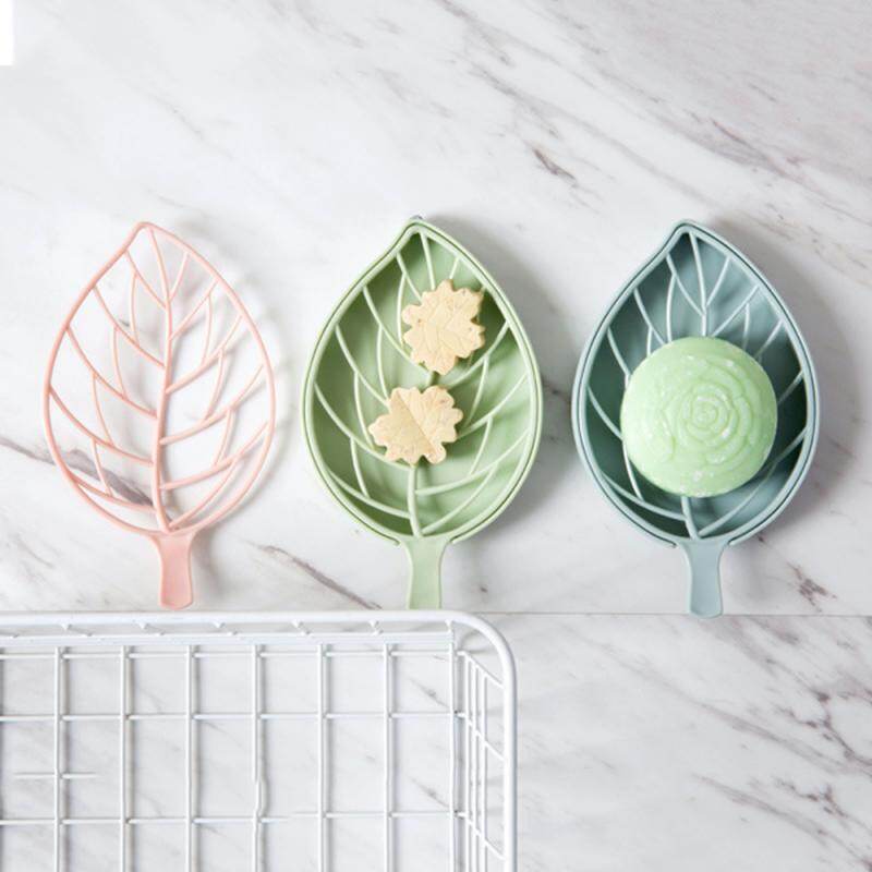【lightingeverthing】Leaf Shape Soap Holder Non Slip Soap Box Toilet Shower Tray Draining Rack Bathroom Gadgets Soap Dish Soap Tray Holder