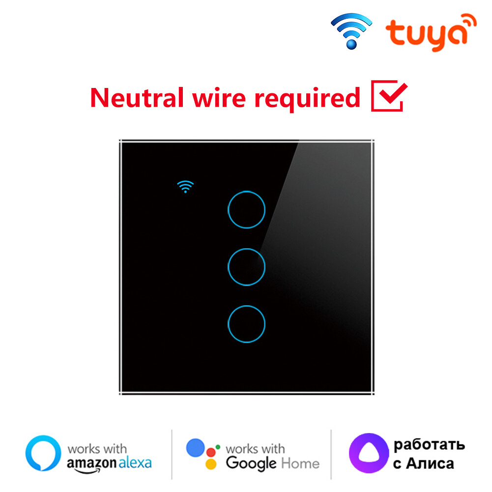 1/2/3/4 gang TUYA WiFi Smart Touch Switch US Home Light Wall Button Smart Switch Neutral Wire Required Work With Alexa Goo-gle Assistant