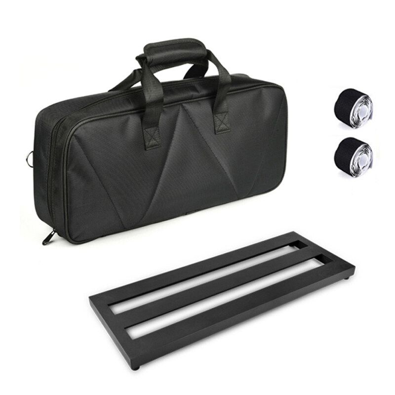 Medium Size Guitar Effect Pedal Board Aluminum Alloy Pedalboard 19.7×7.5 Inch with Carrying Bag