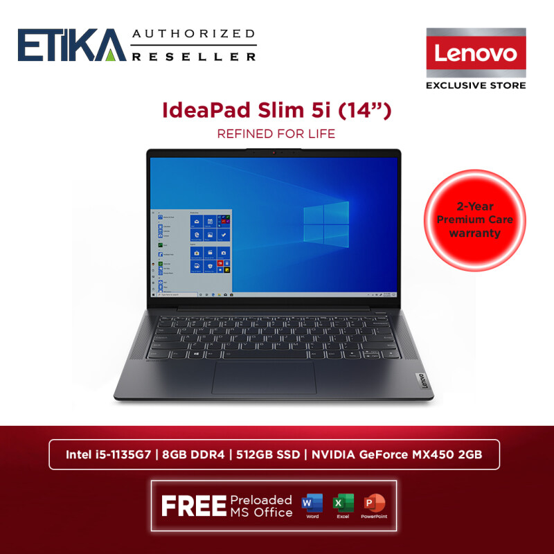 Lenovo IdeaPad Slim 5 14ITL05 82FE00D8MJ Laptop 14 | Intel i5-1135G7 | 8GB | 512GB SSD | NVIDIA GeForce MX450 2GB | W10+H&S | Graphite Grey Malaysia