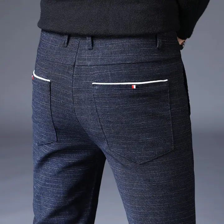 checkered slim fit pants