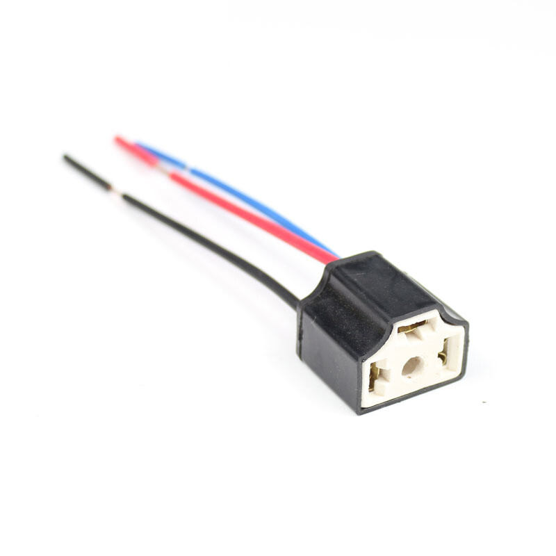 Zhantong h4 three holes ceramic wire wiring car head light bulb lamp harness socket plug