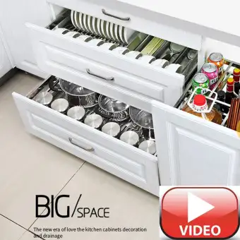 Dual 2 Tier Sliding Pullout Kitchen Cabinet Organizer Storage