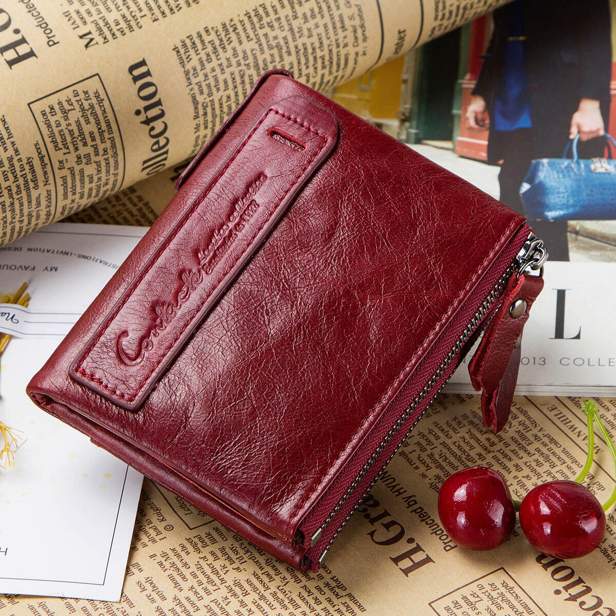 CONTACT'S HOT Genuine Crazy Horse Cowhide Leather Men Wallet Short Coin Purse Small Vintage Wallets Brand High Quality Designer