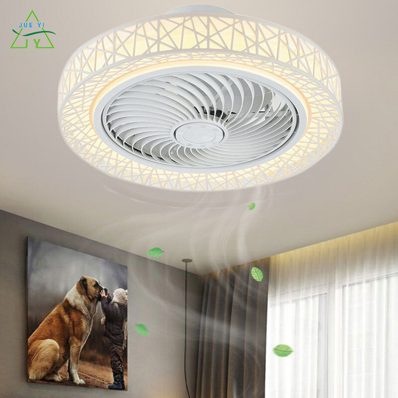 KS Ceiling light fan light mute chandelier 220v 50cm dimmable remote control bedroom light living room light dining room light room decoration light simple LED light