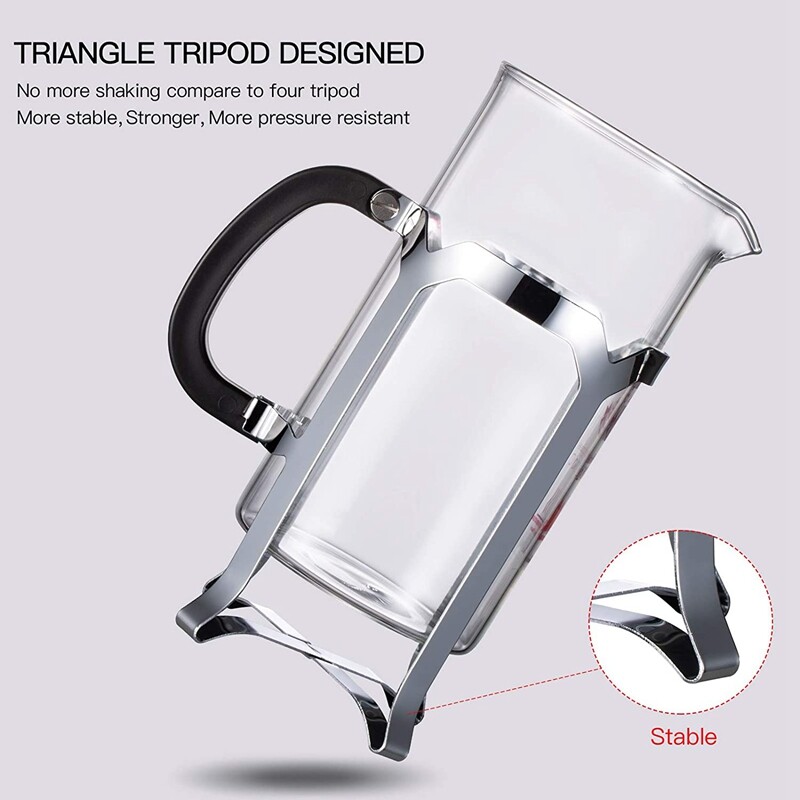 French Press Coffee Maker,Press System,Heat Resistant Thickened Borosilicate Glass,Durable Easy Clean