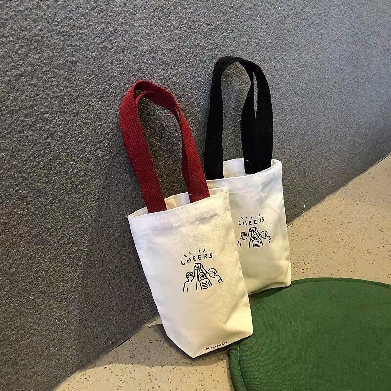 ELACCENT Milk tea set canvas bag Portable eco-friendly shopping bag Umbrella bag or cup set