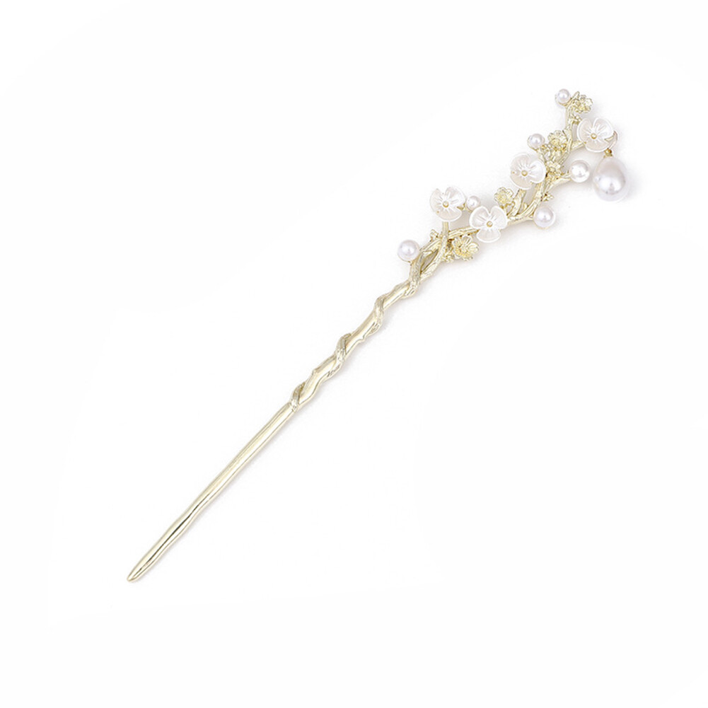BEAUTYBIGBANG Antique Pearl Plum Blossom Hairpin Hanfu Step Shaking High-End Temperament Retro Hairpin