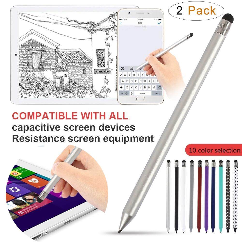 2 Pcs Pena Layar Sentuh Universal Pena Kerah Bulat Modis Pensil Gaya Stylus Membuat Layar dari Goresan untuk iPad/Smart Ponsel (Acak warna)