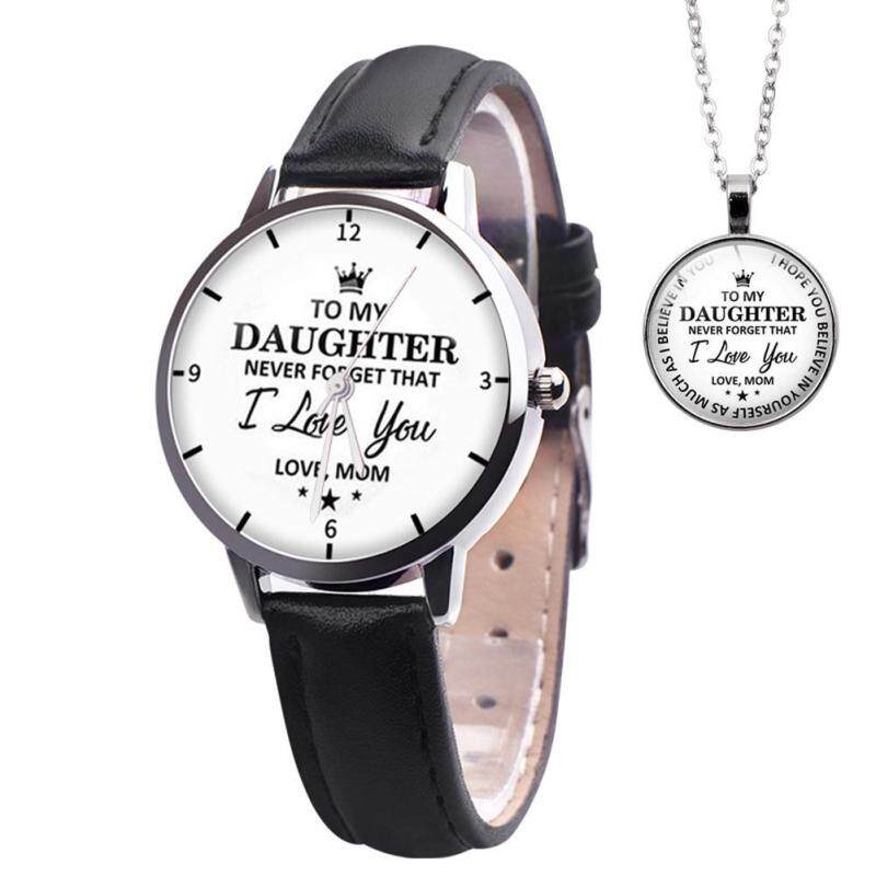 ✿ Fashionhall Store ✿(Free Shipping/Hot Selling) 2pcs/set Leather Band Watch Pendant Necklace Women Analog Quartz Watches Malaysia