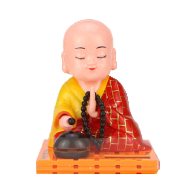 Qufenduan Đồ Chơi Nhà Sư Lắc Đầu Chạy Bằng Năng Lượng Mặt Trời Nhà Văn Phòng Bàn Xe Trang Trí Thủ Công Mỹ Nghệ Quà Tặng