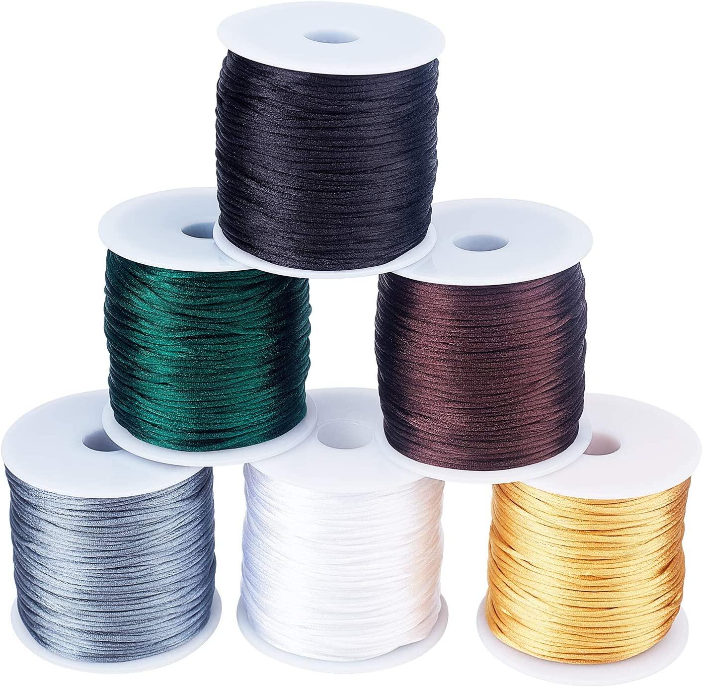 6Rolls 1mm 75m/roll Satin Nylon Trim Cord Rattail Silk Cord Chinese Knotting Cord Nylon Beading