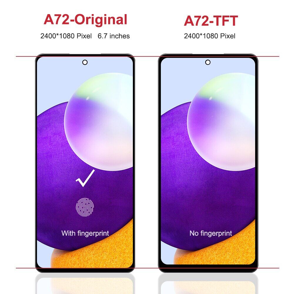 Đã Kiểm Tra 100% Phù Hợp Với Galaxy A72 A725 A725F Samsung Màn Hình Cảm Ứng Với Khung Bộ Phận Lắp Ráp Cho Bộ Số Hóa Phù Hợp Với Màn Hình LCD Samsung A72 4G SM-A725F