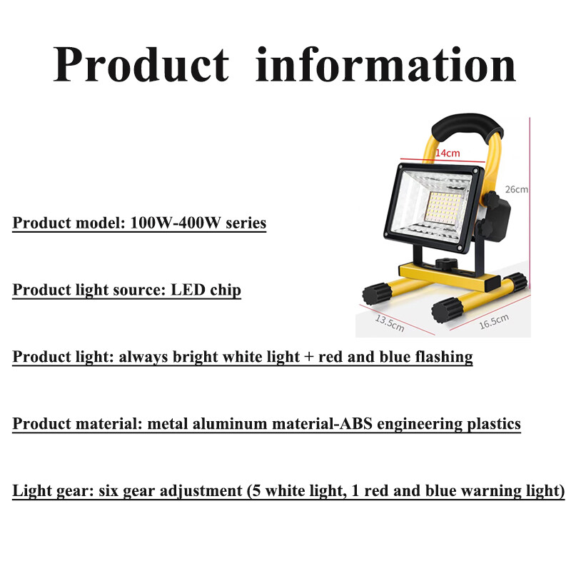 LED strong light charging projection light outdoor engineering emergency light site power outage lighting camping stall portable home.