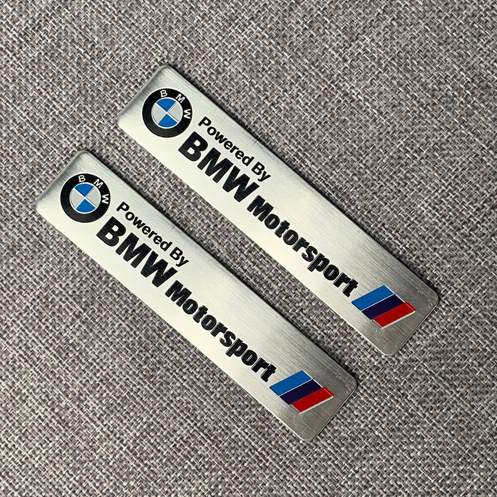 2PCS/Lot Moto Aluminum Sticker Emblem Decal Badge Car Logo For BMW Black + Silver