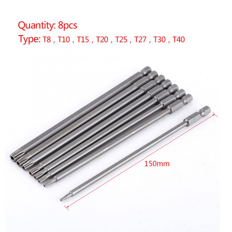 {hot} 150mm 8pcs Screwdriver Bit S2 Steel Star Head Screwdriver Set Bits Hand Tools Magnetic Screw Driver Set